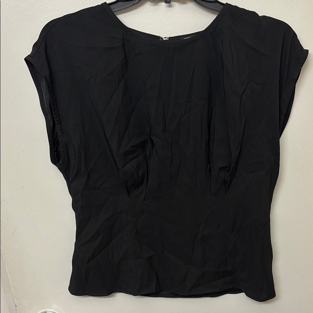 Express Black Fitted Cap Sleeve Blouse